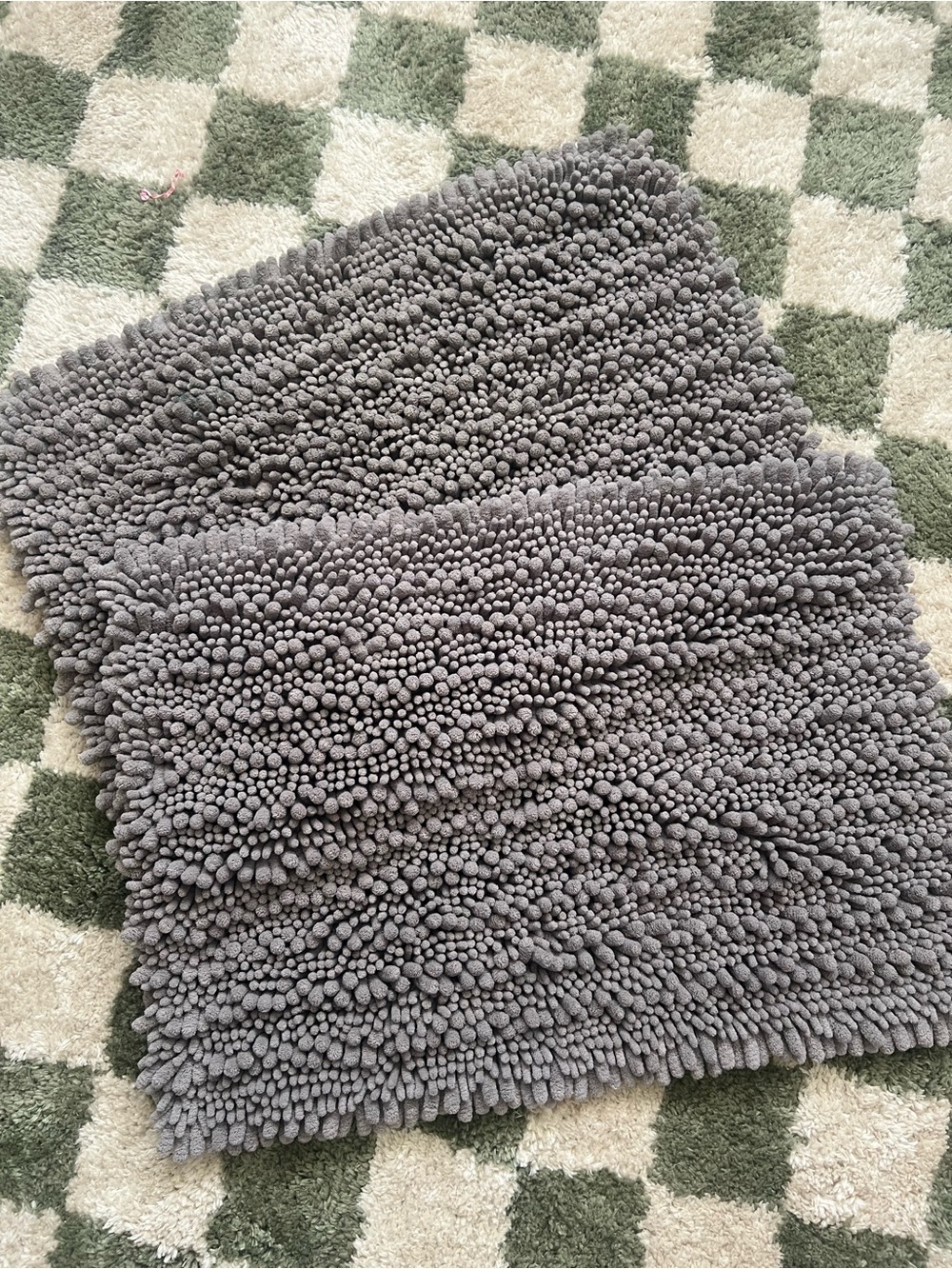 Plush Shag Bath Mat Set in Gray 24”x17”
